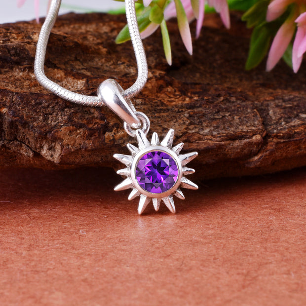 Amethyst Gemstone Solid 925 Sterling Silver Pendant