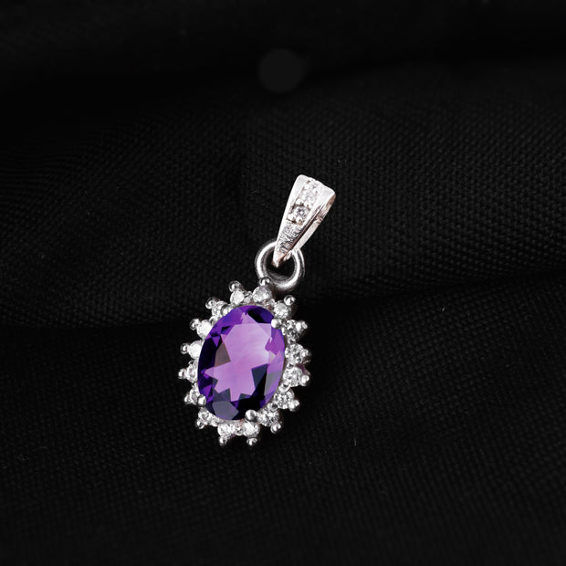 Amethyst Gemstone Solid 925 Sterling Silver Pendant