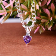 Amethyst Gemstone & Diamond Solid 925 Sterling Silver Pendant