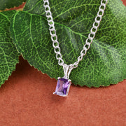 Amethyst Gemstone & Diamond Solid 14k White Gold Pendant