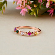 Multi Gemstone Solid 14k Rose Gold Ring