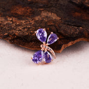Amethyst Gemstone & Diamond Solid 14k Rose Gold Pendant