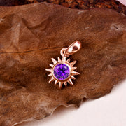 Amethyst Gemstone Solid 14k Rose Gold Pendant