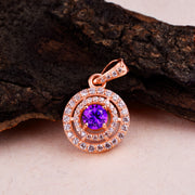 Amethyst Gemstone Solid 14k Rose Gold Pendant