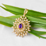 Amethyst Gemstone Solid 14k Yellow Gold Pendant