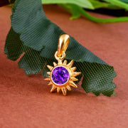 Amethyst Gemstone Solid 14k Yellow Gold Pendant