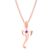 Amethyst Gemstone Solid 14k Rose Gold Lord Ganesha Pendant