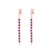 Amethyst Gemstone Solid 14k Rose Gold Screw Back Earring