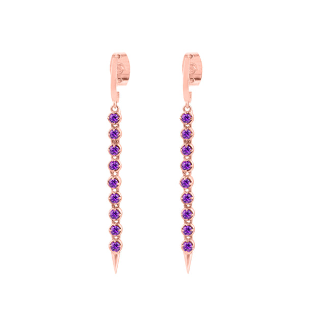 Amethyst Gemstone Solid 14k Rose Gold Screw Back Earring