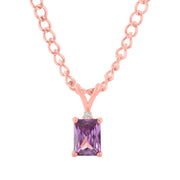 Amethyst Gemstone & Diamond Solid 14k Rose Gold Pendant