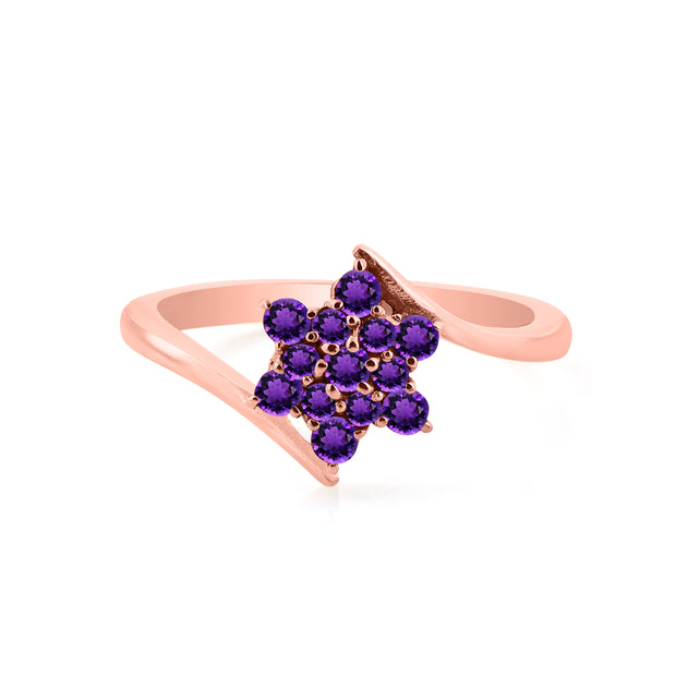 Amethyst Gemstone Solid 14k Rose Gold Ring