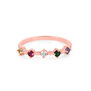 Multi Gemstone Solid 14k Rose Gold Ring