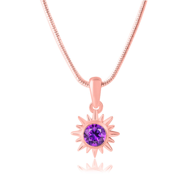 Amethyst Gemstone Solid 14k Rose Gold Pendant
