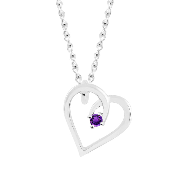 Amethyst Gemstone Solid 925 Sterling Silver Heart Pendant