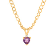 Amethyst Gemstone & Diamond Solid 14k Yellow Gold Pendant