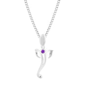 Amethyst Gemstone Solid 14k White Gold Lord Ganesha Pendant