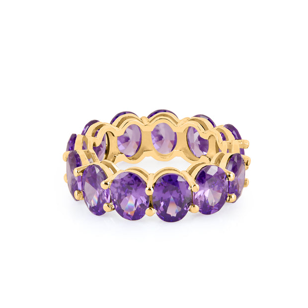 Amethyst Gemstone Solid 14k Yellow Gold Ring