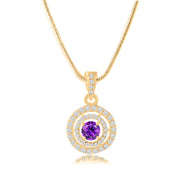Amethyst Gemstone Solid 14k Yellow Gold Pendant