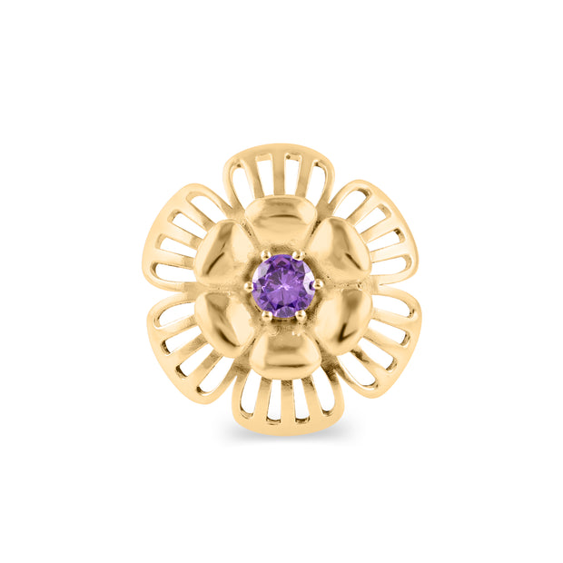 Amethyst Gemstone Solid 14k Yellow Gold Ring