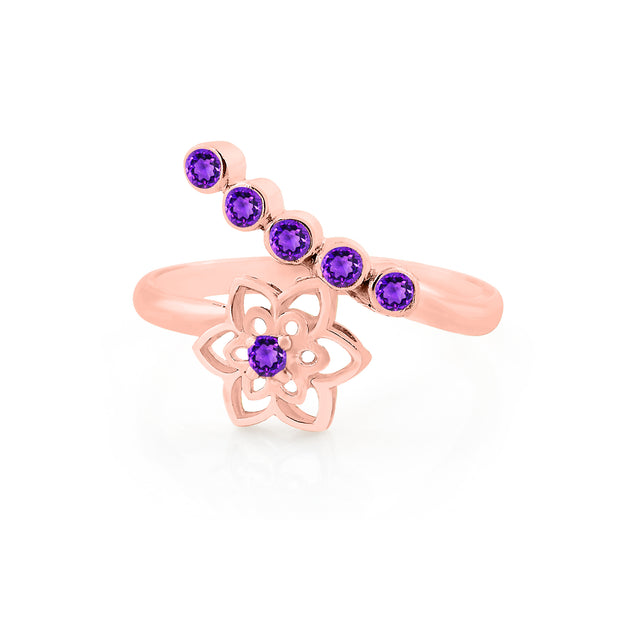 Amethyst Gemstone Solid 14k Rose Gold Ring