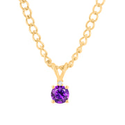 Amethyst Gemstone & Diamond Solid 14k Yellow Gold Pendant