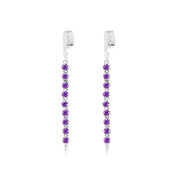 Amethyst Gemstone Solid 14k White Gold Screw Back Earring