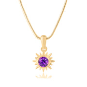 Amethyst Gemstone Solid 14k Yellow Gold Pendant