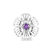 Amethyst Gemstone Solid 14k White Gold Ring