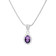 Amethyst Gemstone Solid 925 Sterling Silver Pendant