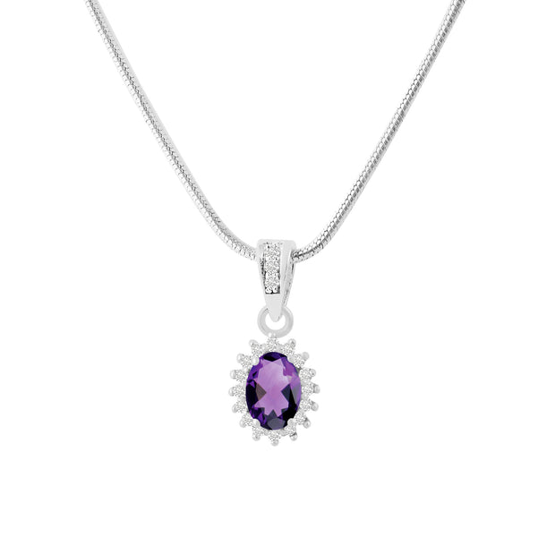 Amethyst Gemstone Solid 925 Sterling Silver Pendant