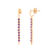 Amethyst Gemstone Solid 14k Yellow Gold Screw Back Earring