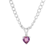 Amethyst Gemstone & Diamond Solid 925 Sterling Silver Pendant