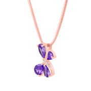 Amethyst Gemstone & Diamond Solid 14k Rose Gold Pendant