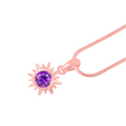 Amethyst Gemstone Solid 14k Rose Gold Pendant