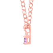 Amethyst Gemstone & Diamond Solid 14k Rose Gold Pendant