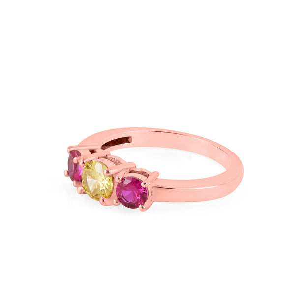 Ruby & Citrine Gemstone Solid 14k Rose Gold Ring