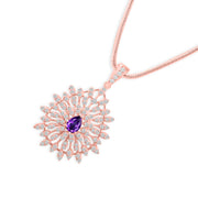 Amethyst Gemstone Solid 14k Rose Gold Pendant