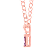 Amethyst Gemstone & Diamond Solid 14k Rose Gold Pendant