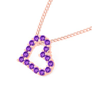 Amethyst Gemstone Solid 14k Rose Gold Heart Pendant