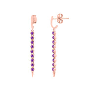 Amethyst Gemstone Solid 14k Rose Gold Screw Back Earring