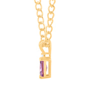 Amethyst Gemstone & Diamond Solid 14k Yellow Gold Pendant
