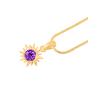 Amethyst Gemstone Solid 14k Yellow Gold Pendant