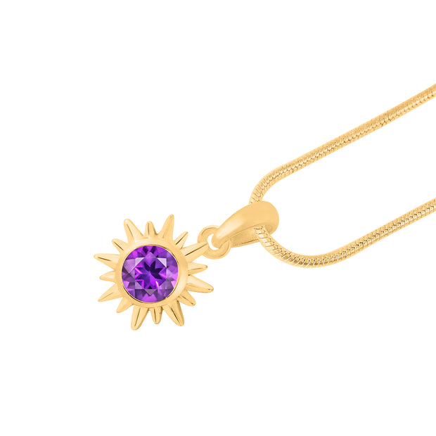 Amethyst Gemstone Solid 14k Yellow Gold Pendant