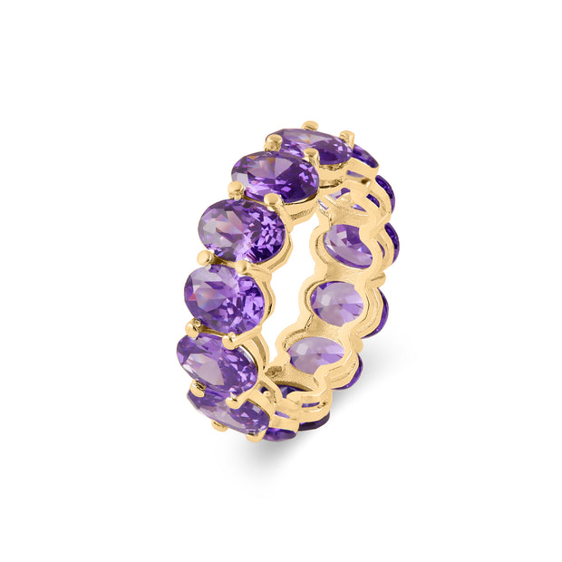 Amethyst Gemstone Solid 14k Yellow Gold Ring