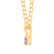 Amethyst Gemstone & Diamond Solid 14k Yellow Gold Pendant