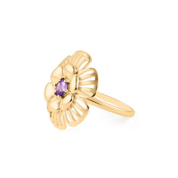 Amethyst Gemstone Solid 14k Yellow Gold Ring