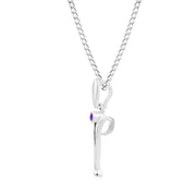 Amethyst Gemstone Solid 14k White Gold Lord Ganesha Pendant