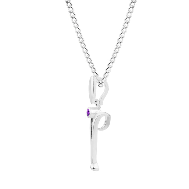 Amethyst Gemstone Solid 14k White Gold Lord Ganesha Pendant