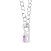 Amethyst Gemstone & Diamond Solid 925 Sterling Silver Pendant