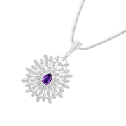 Amethyst Gemstone Solid 14k White Gold Pendant
